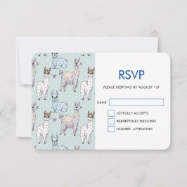 Niedliches Lamapsmuster auf Polka-Punkten RSVP Karte