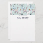 Niedliches Lamatsmuster auf Polka-Punkten Briefpapier (Vorne/Hinten)