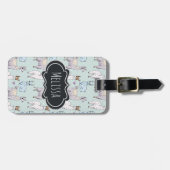 Niedliches Lamatsmuster auf Polka-Punkten Gepäckanhänger (Vorderseite horizontal)