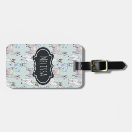 Niedliches Lamatsmuster auf Polka-Punkten Gepäckanhänger