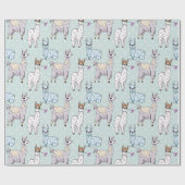 Niedliches Lamatsmuster auf Polka-Punkten Geschenkpapier (Flach)