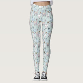 Niedliches Lamatsmuster auf Polka-Punkten Leggings