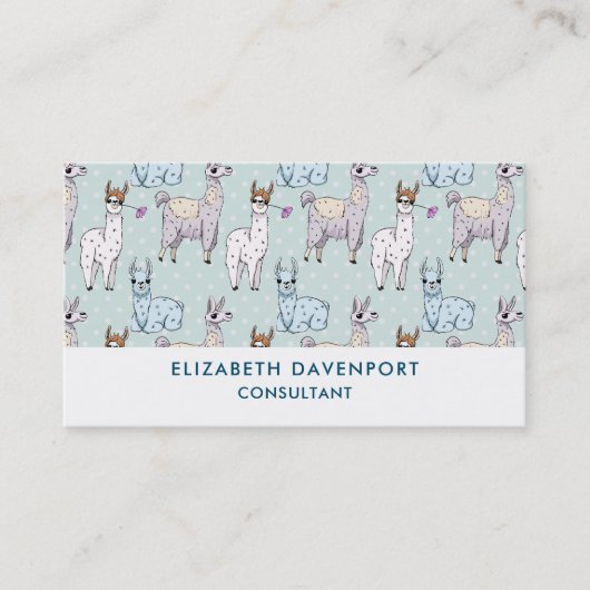 Niedliches Lamatsmuster auf Polka-Punkten Visitenkarte (Vorderseite)