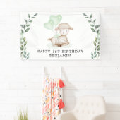 Niedliches Lamb Baby Sheep Greenery Junge Happy Bi Banner (Insitu)