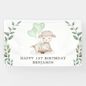 Niedliches Lamb Baby Sheep Greenery Junge Happy Bi Banner (Horizontal)