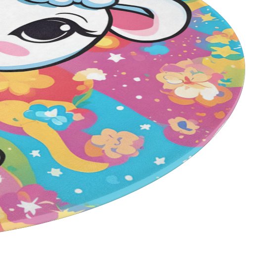 Niedliches Lamm auf farbenfrohen Untergründen Schneidebrett (Ecke)