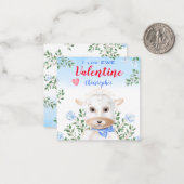 Niedliches Lamm Blauer Blumenkid Kinder Klassenzim Mitteilungskarte (Vorderseite/Rückseite Beispiel)