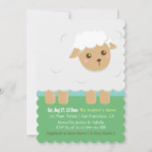 Niedliches Lamm-Duschgeschlecht neutral Einladung (Rückseite)