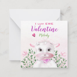 Niedliches Lamm florale Kinder Klassenzimmer Valen Mitteilungskarte