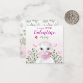 Niedliches Lamm florale Kinder Klassenzimmer Valen Mitteilungskarte (Vorderseite/Rückseite Beispiel)