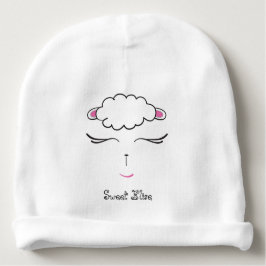 Niedliches Lamm-Gesicht, rosa und weiß Babymütze