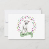 Niedliches Lamm in Doodle Blume Kranz Danke Karte (Vorderseite)