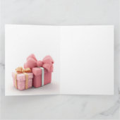 Niedliches Lamm in Rock, rosa Kleid mit Blume Karte (Innenseite)