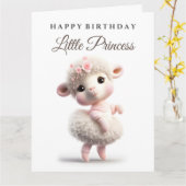 Niedliches Lamm in Rock, rosa Kleid mit Blume Karte (Gelbe Blume)