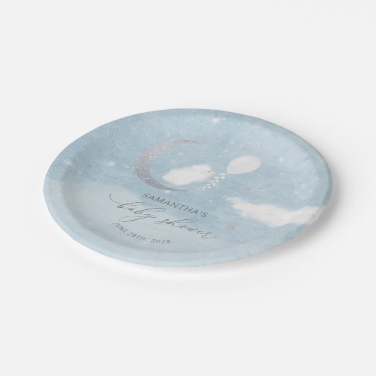 Niedliches Lamm mit Balloonendusche Pappteller (Schrägansicht)