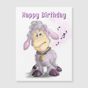 Niedliches Lamm mit Bell Birthday Magnetkarte