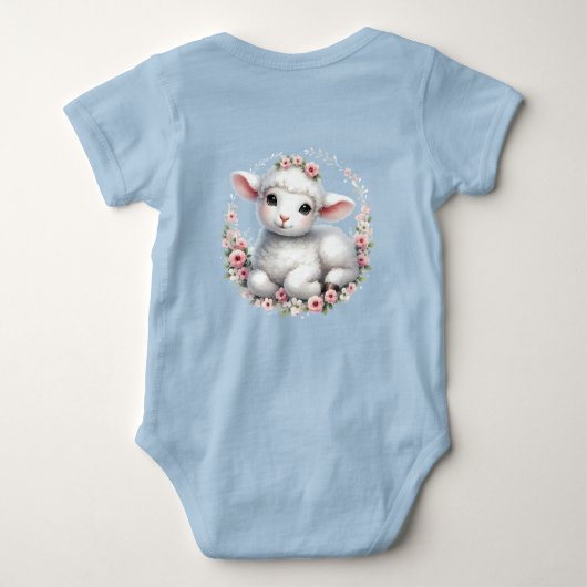 Niedliches Lamm mit Blumenkronendarstellung Baby Strampler (Rückseite)