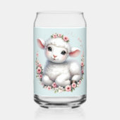 Niedliches Lamm mit Blumenkronendarstellung Dosenglas (Vorderseite)