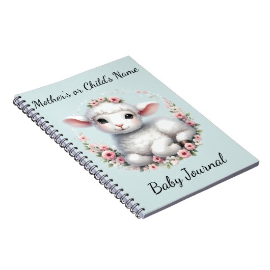 Niedliches Lamm mit Blumenkronendarstellung Notizblock (Rechte Seite)