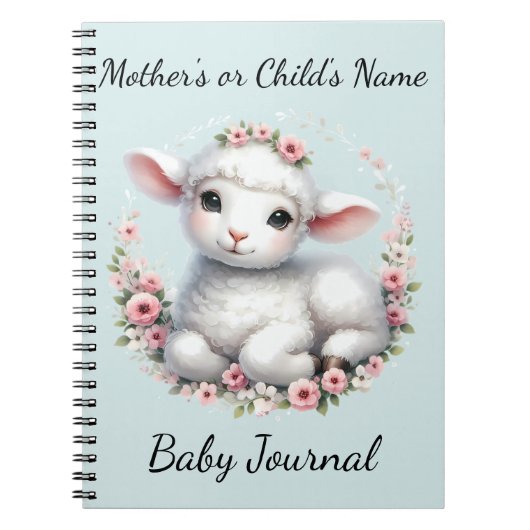 Niedliches Lamm mit Blumenkronendarstellung Notizblock (Vorderseite)