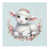 Niedliches Lamm mit Blumenkronendarstellung Würfel (Vorderseite)