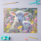 Niedliches Lamm mit farbenfrohen Wildblumen Decoup Seidenpapier (Basteln)
