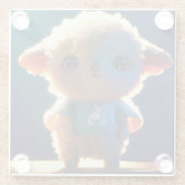 Niedliches Lamm mit T - Shirt Glasuntersetzer (Rückseite)