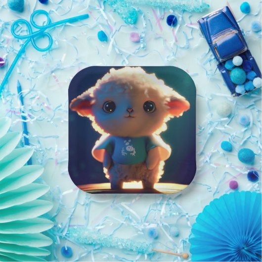 Niedliches Lamm mit T - Shirt Pappteller (Party)