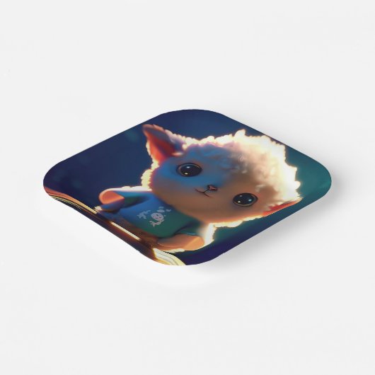 Niedliches Lamm mit T - Shirt Pappteller (Gewinkelt)