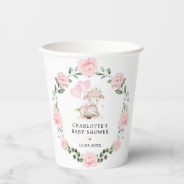 Niedliches Lamm Pink Blumenstrauß & Balloons Baby  Pappbecher