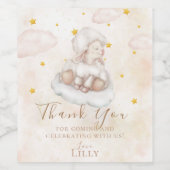 Niedliches Lamm rosa Staubsterne Baby Sheep Duwer  Weinetikett (Einzelnes Label)