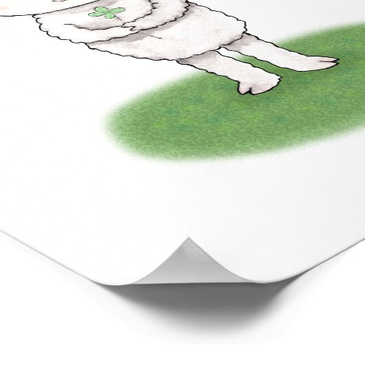 Niedliches Lamm Schafposter Lucky Kleeblatt Kinder Poster (Ecke)