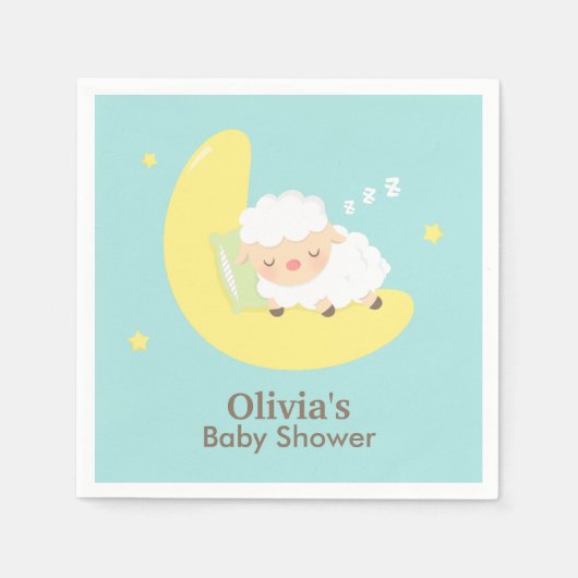 Niedliches Lamm schlafen auf der Mond-Babydusche Serviette (Vorderseite)