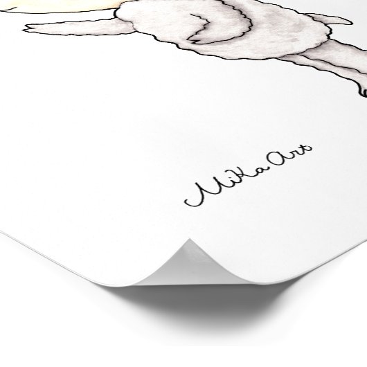 Niedliches Lamm Schmetterling Kinderzimmer Art Pri Poster (Ecke)