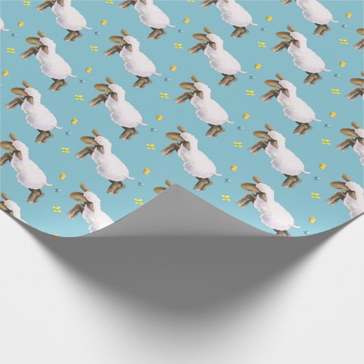 Niedliches Lamm-Skulptur-Wasserfarbenmuster Geschenkpapier (Ecke)