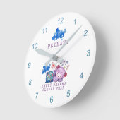Niedliches Lamm Sweet Dreams Sleepy Name Baby Runde Wanduhr (Winkel)