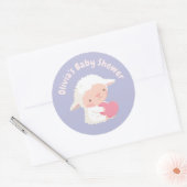 Niedliches Lamm-Umarmung Herz-Baby-Duschdekor Runder Aufkleber (Umschlag)