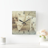 Niedliches Lamm und Mama Ewe Sheep Quadratische Wanduhr (Zuhause)