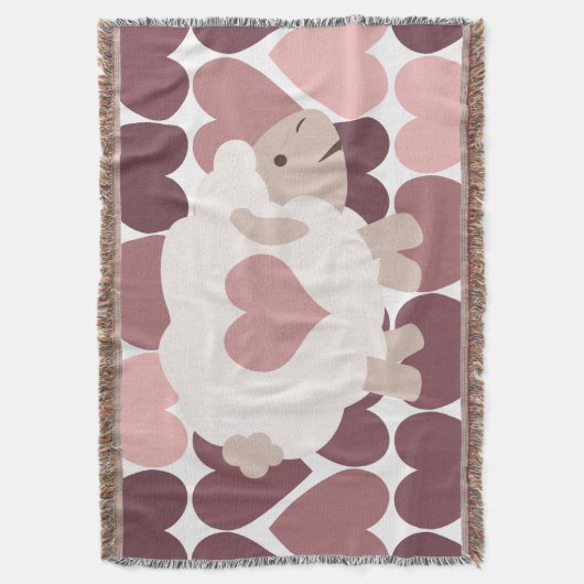 Niedliches Lamm und rosa Herzen Decke (Vorderseite Vertikal)