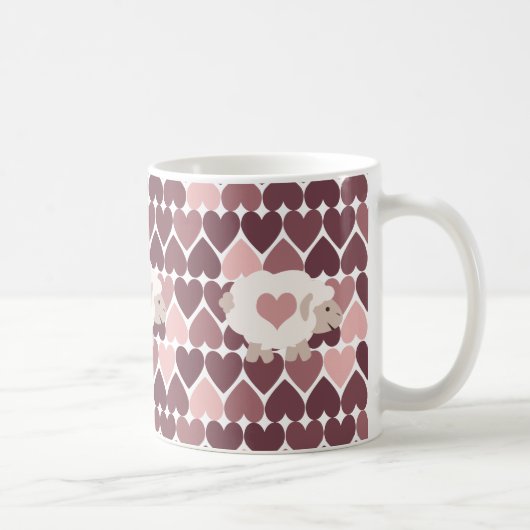 Niedliches Lamm und rosa Herzen Kaffeetasse (Rechts)