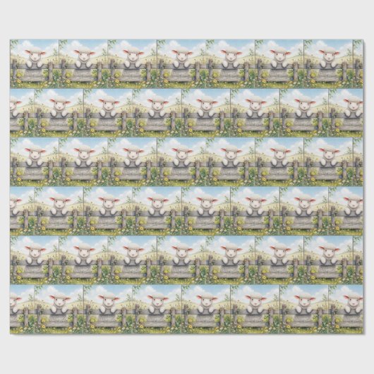 Niedliches Lämmchen auf Bauernhof Geschenkpapier (Flach)