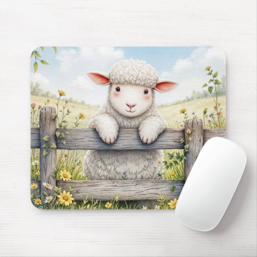 Niedliches Lämmchen auf Bauernhof Mousepad (Mit Mouse)