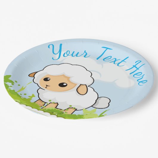 Niedliches Lammfleisch Pappteller (Schrägansicht)