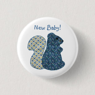 Niedliches Land-Art-blaues Eichhörnchen-neues Bab Button