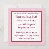 Niedliches Land-Art-Rosa-karierte Einladung (Rückseite)