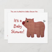 Niedliches Land-Art-Rosa-karierte Einladung (Vorne/Hinten)