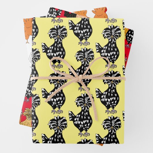Niedliches Land der polnischen Hühner Geschenkpapier Set (Beispiel)