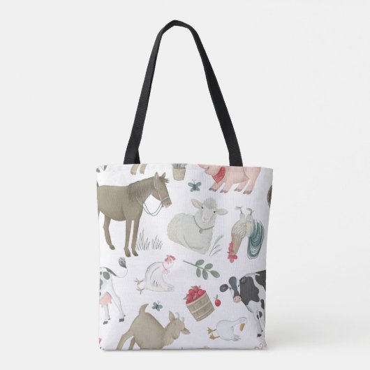 Niedliches Land Rustikaler Bauernhof Stalltiere Tasche (Rückseite)