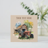 Niedliches Land Stall und Traktor-Party Einladung (Stehend Vorderseite)