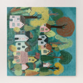 Niedliches Landdorf Illustration Wasserfarbener Ga Puzzle (Horizontal)